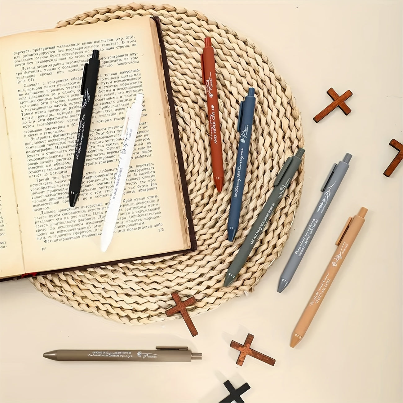 FASWYONG 10pcs Inspirational Bible Verse Ballpoint Pens - Black Ink, Motivational Scripture Quotes, Retractable Stick Pens for Christians, Pastors, Coworkers & Employees, Plastic Material, Perfect for Religious Gifts, Funny Pens