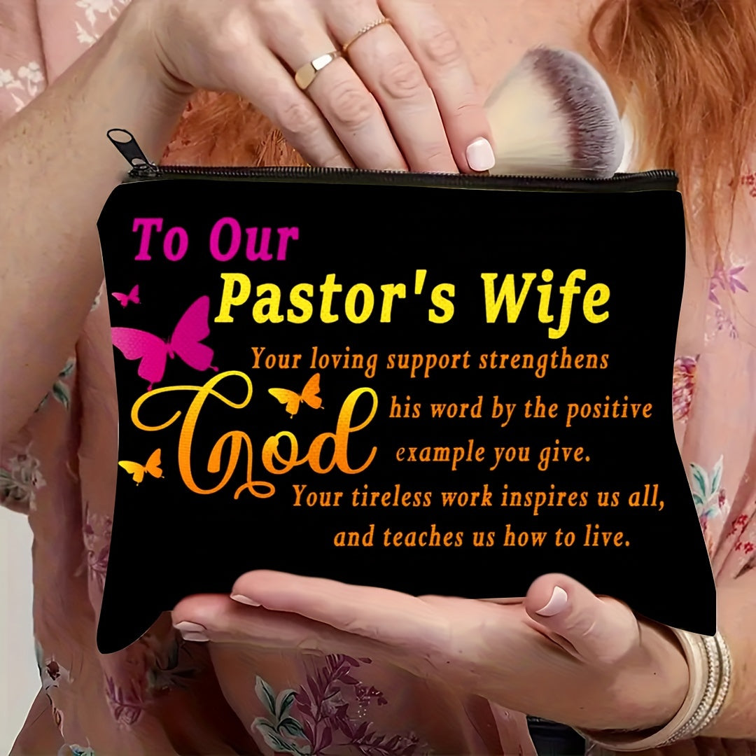 Chic Pastor's Wife Appreciation Makeup Bag - Perfect Christian Gift for Women, Ideal for Travel & Daily Use, Fun, Birthday Wedding Anniversary Commemorative, Makeup Bag