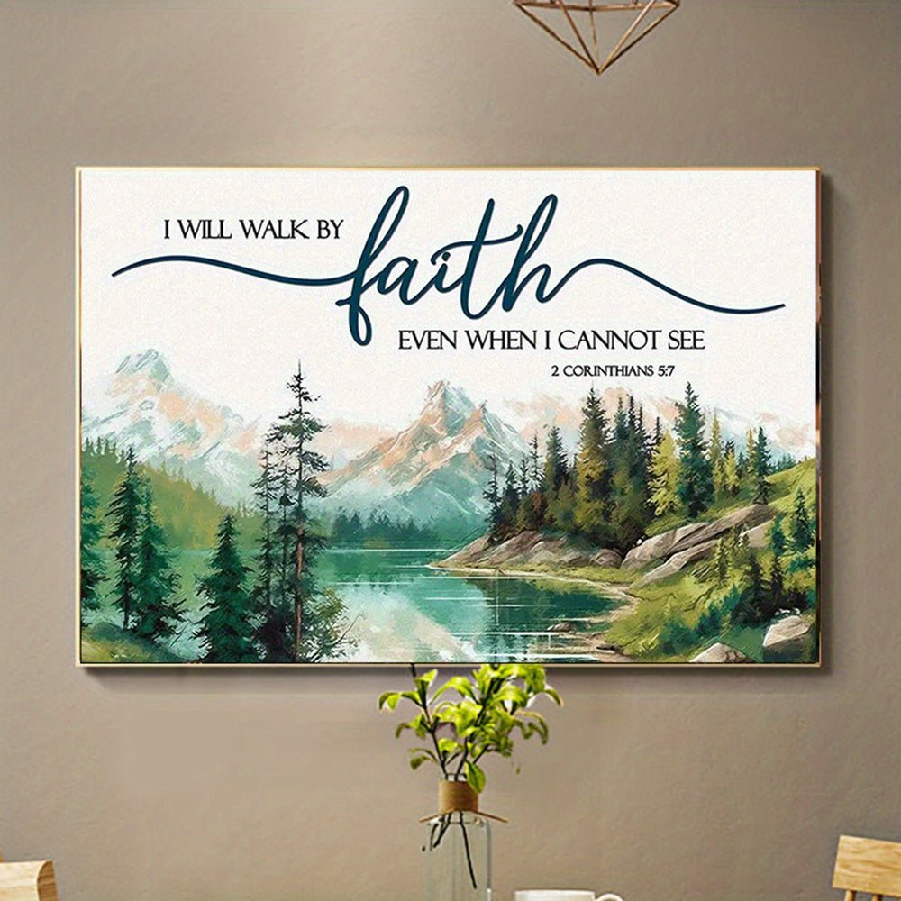 2D Flat, 2D Flat 1pc Inspirational 'Walk by Faith' 2 Corinthians 5:7 Canvas Art Poster - Frameless Religious Wall Decor for Home, Office, Cafe & More - 12x16 Inches,Halloween Christmas Decor