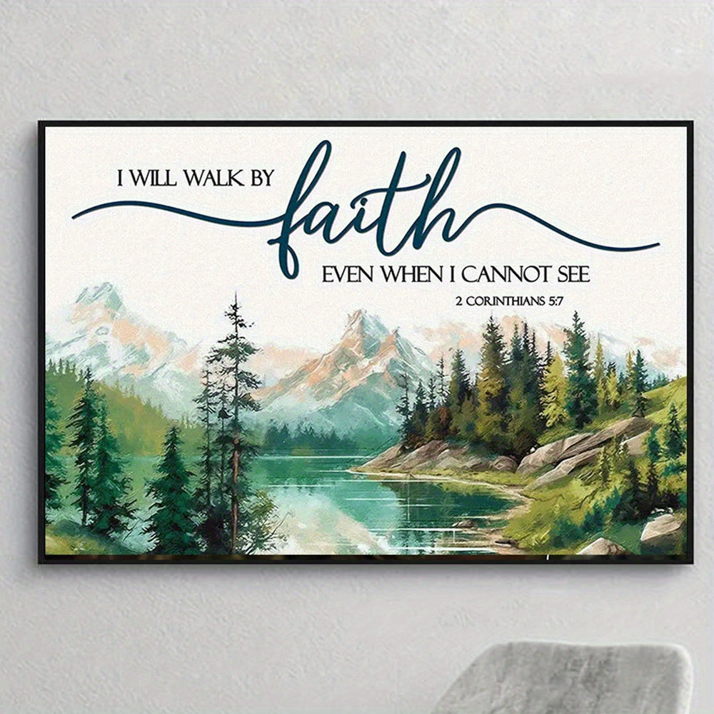 2D Flat, 2D Flat 1pc Inspirational 'Walk by Faith' 2 Corinthians 5:7 Canvas Art Poster - Frameless Religious Wall Decor for Home, Office, Cafe & More - 12x16 Inches,Halloween Christmas Decor