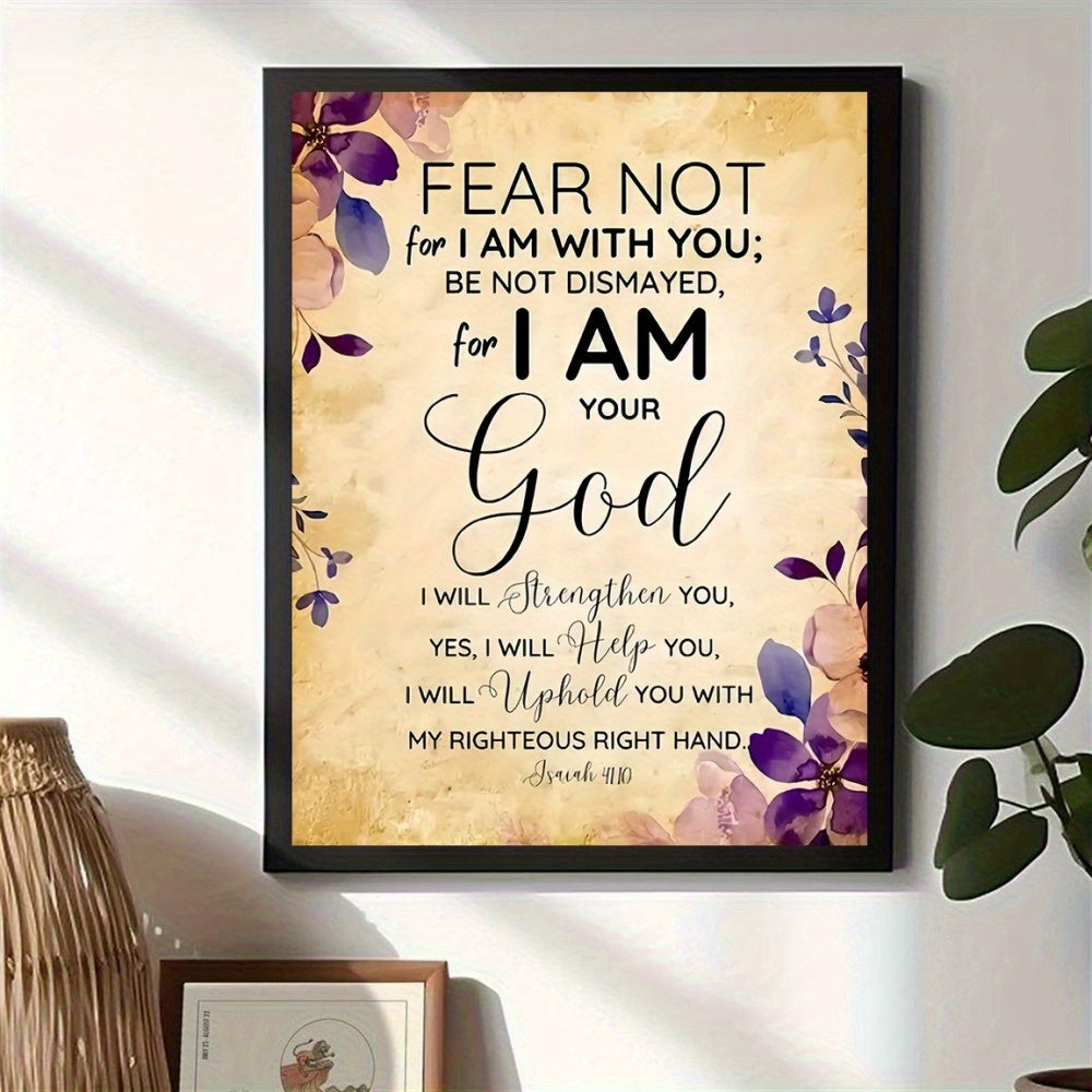 Holy Bible Verse Wall Art Poster - Fear Not, for I Am with You Isaiah 41:10 - Unframed Religious Scripture Wall Decor, Perfect for Living Room, Bedroom, Home - Unique Gift for Her or Him - 12x16 Inches,Halloween Christmas Decor