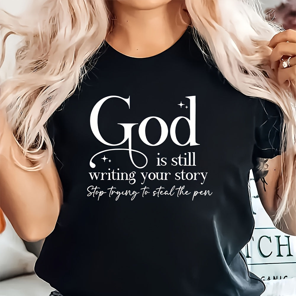 Inspirational Quotes Ironing Hot Transfer, 1pc White "God Is Still Writing Your Story" Applique, T-Shirts, Masks, Jeans, Backpack Sublimation Patch