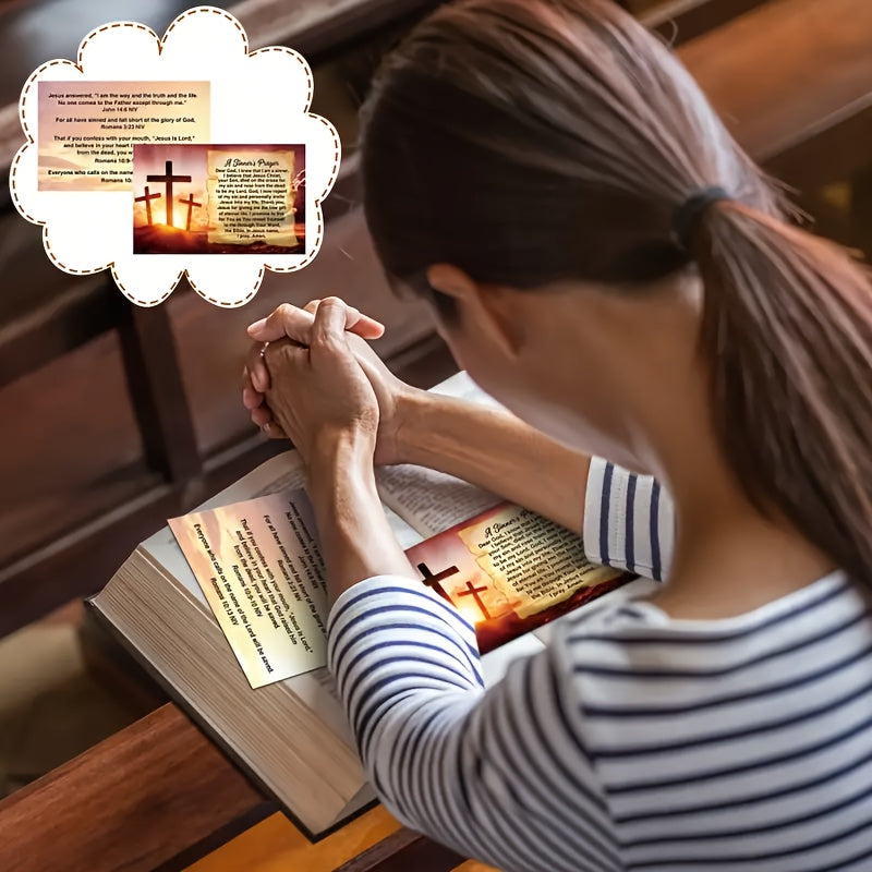50pcs Pocket-Sized Inspirational Bible Scripture Cards/Gospel Flyers with Prayer And Salvation Messages/Suitable for Wallet Plans, Bookmarks, And Spreading Christianity to Boys And Girls