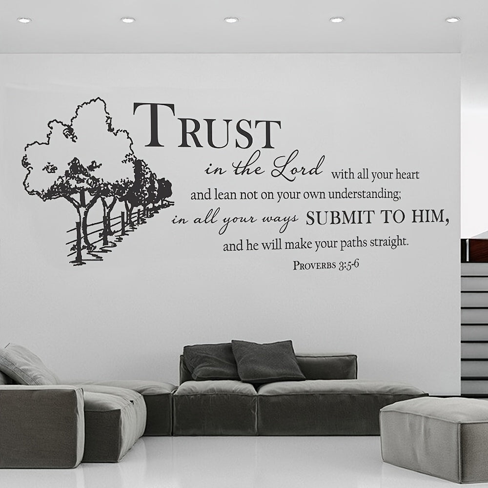Proverbs 3:5-6 Wall Decal Quote Trust In The Lord Sticker Bible Verse Home Decor Christian Bedroom Living Room Decoration