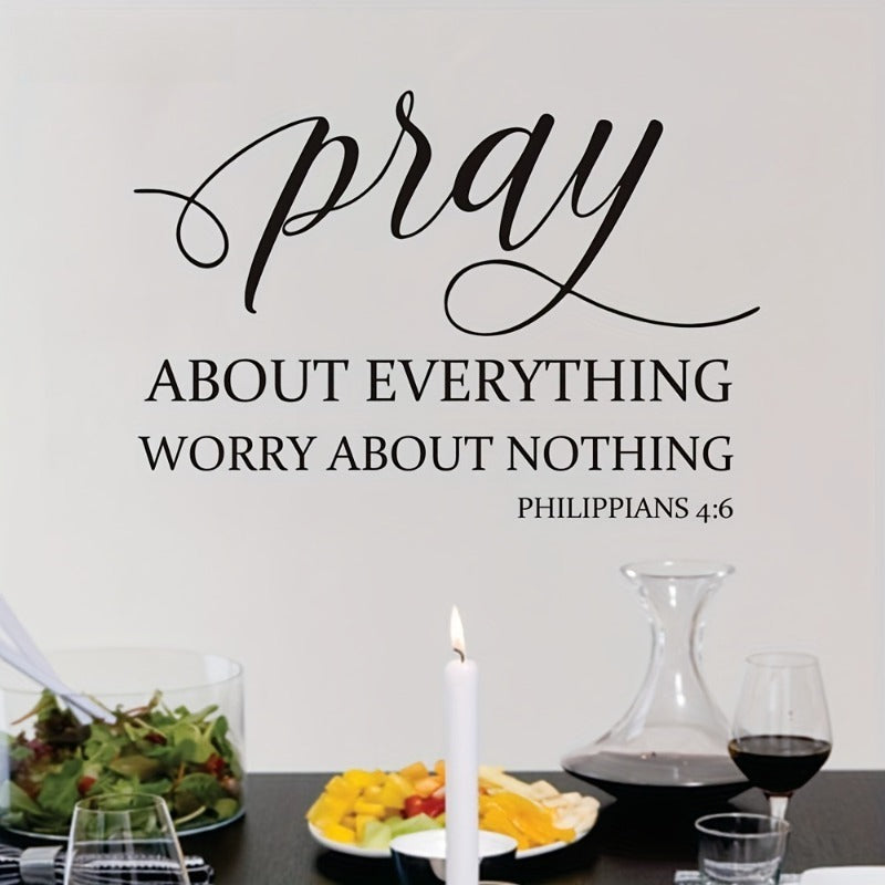 1pc Vinyl Religious Proverbs Wall Stickers: 'pray Out EVERYTHING WORRY OUT NOTHING', from Philippians 4:6, Conveying a Faith Attitude of Replacing Worry with Prayer, Adding Spiritual Strength to Space, Removable Home Decoration Stickers