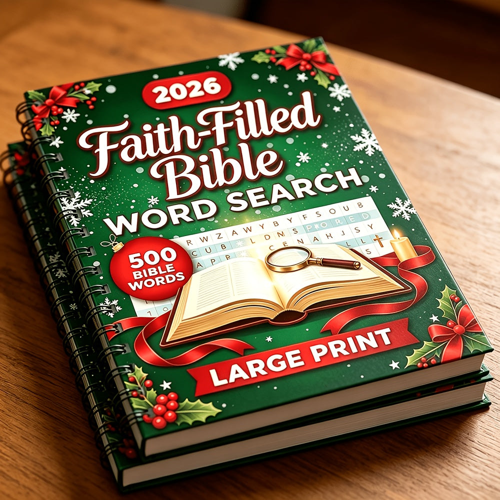 2026 Winter Holly Faith-Filled Bible Large Print Word Search Book, Adult & Senior Christmas Devotional 2026 New Edition, Over 500 Bible Verse Themed Vocabulary Puzzles, Relaxing Brain Activity Relief