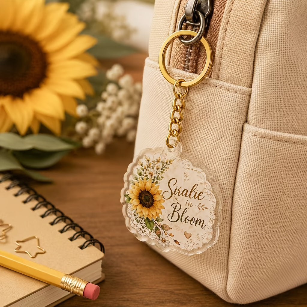 2D Flat, 12-Pack 2D Flat Retro Sunflower Christian Acrylic Keychains, Inspirational Bible Verse Faith Cross Key Rings, Religious Spiritual Gift, Suitable for Women, Floral Flat Keychains for Bag Decoration, Random Style