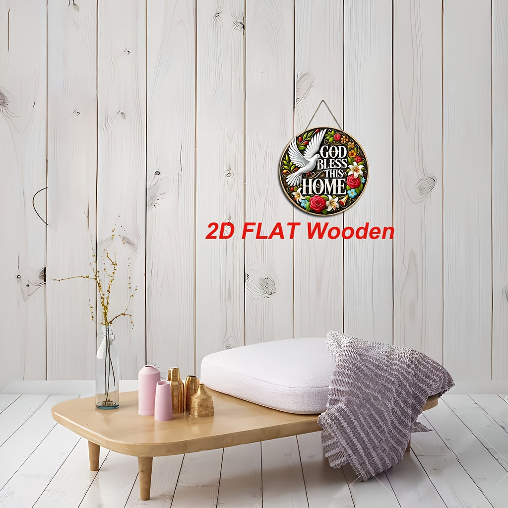 A Wooden Wall Hanging Featuring Doves of Peace, Invoking Blessings from God for This Family, Serving As a Decorative Piece for The Home