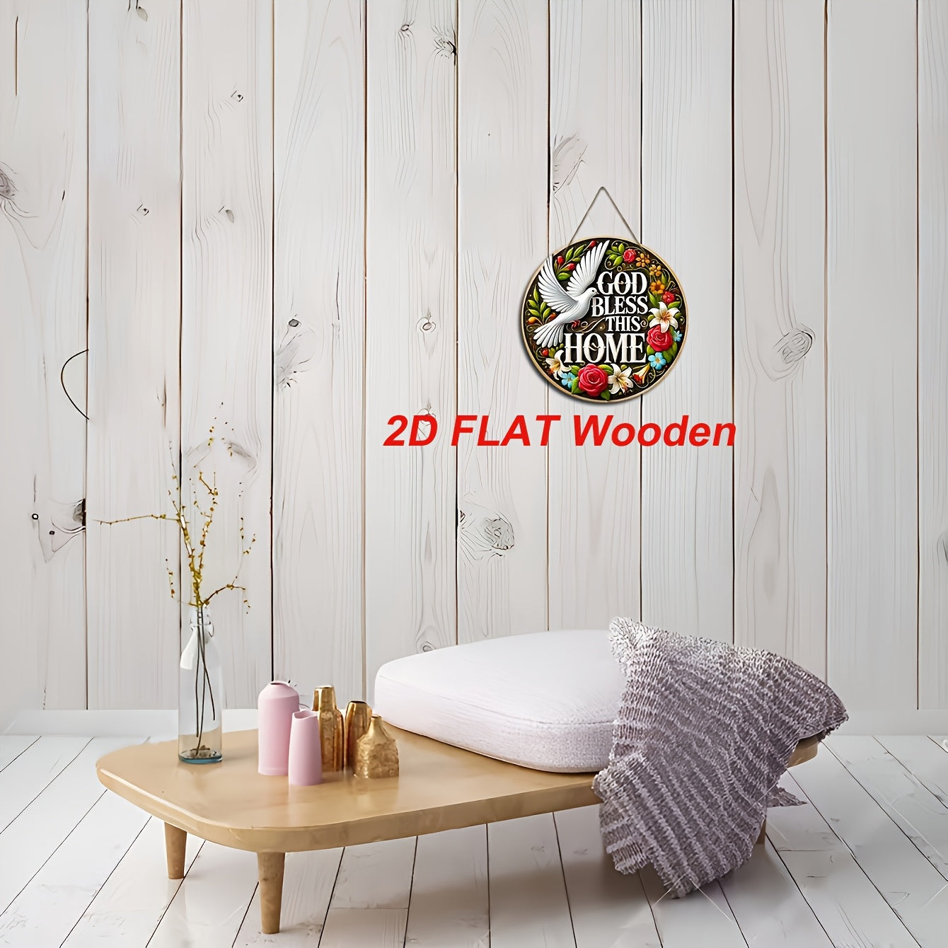 A Wooden Wall Hanging Featuring Doves of Peace, Invoking Blessings from God for This Family, Serving As a Decorative Piece for The Home