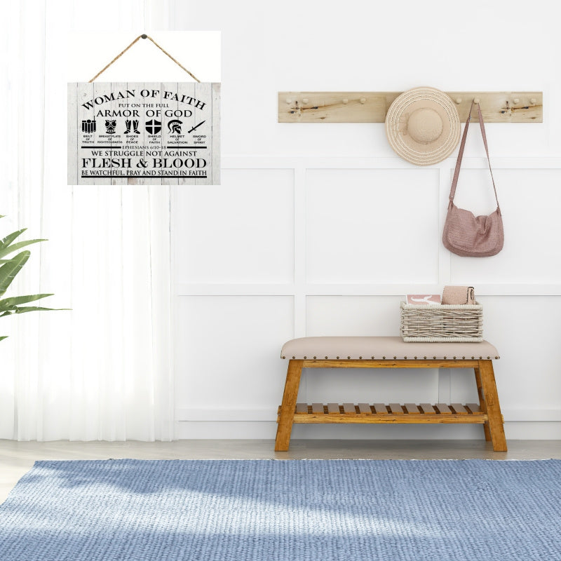 1pc Vintage Wooden "Armor of God" Ephesians Bible Verse Sign - Rustic Faith Wall Decor with Hand Rope Hook, Suitable for Home, Cafe, Bar, Garage - Inspirational Christian Gift, Religious Home Decor, Natural Wood End Christmas Ornament