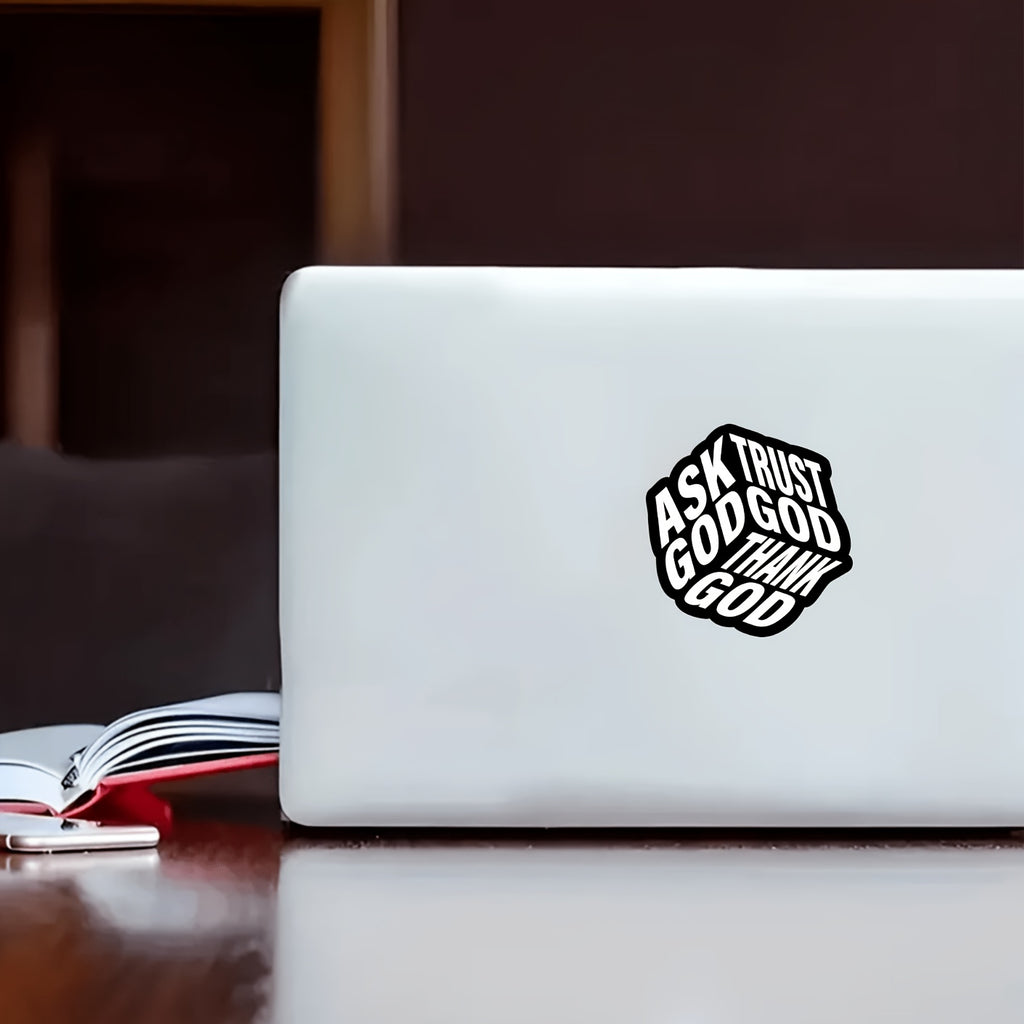 2pcs "Trust in God, Thank God" Religious Stickers - Waterproof And Durable, Suitable for Laptops, Cars, Water Cups, Walls, Etc. - Prayer Decorations - Religious Decals