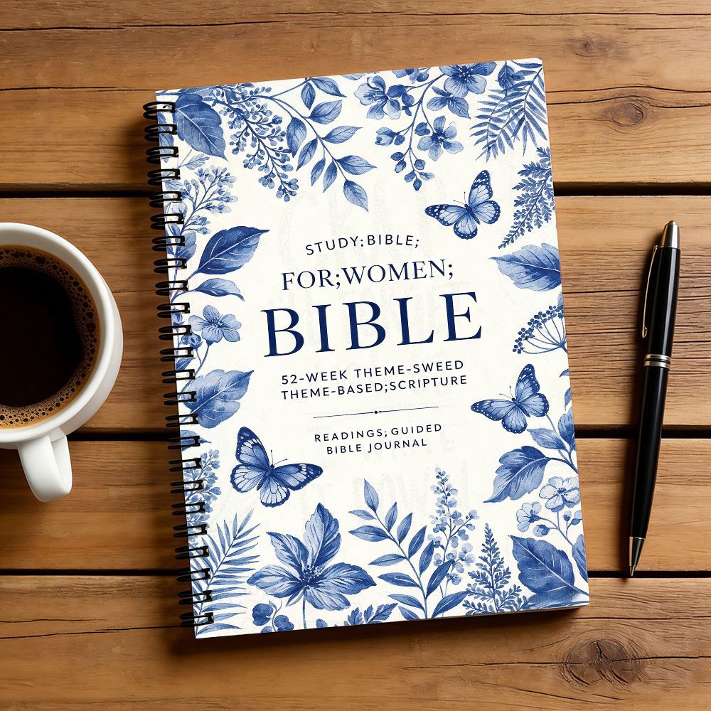 1pc 52-Week Bible Study Plan And Spiritual Diary Study Bible for Women - Spiral Bound Book with Floral Design, 52-Week Theme Based Scripture Readings & Guided Bible Journal, Portable Christian Study Guide for Personal Reflection, Church Groups