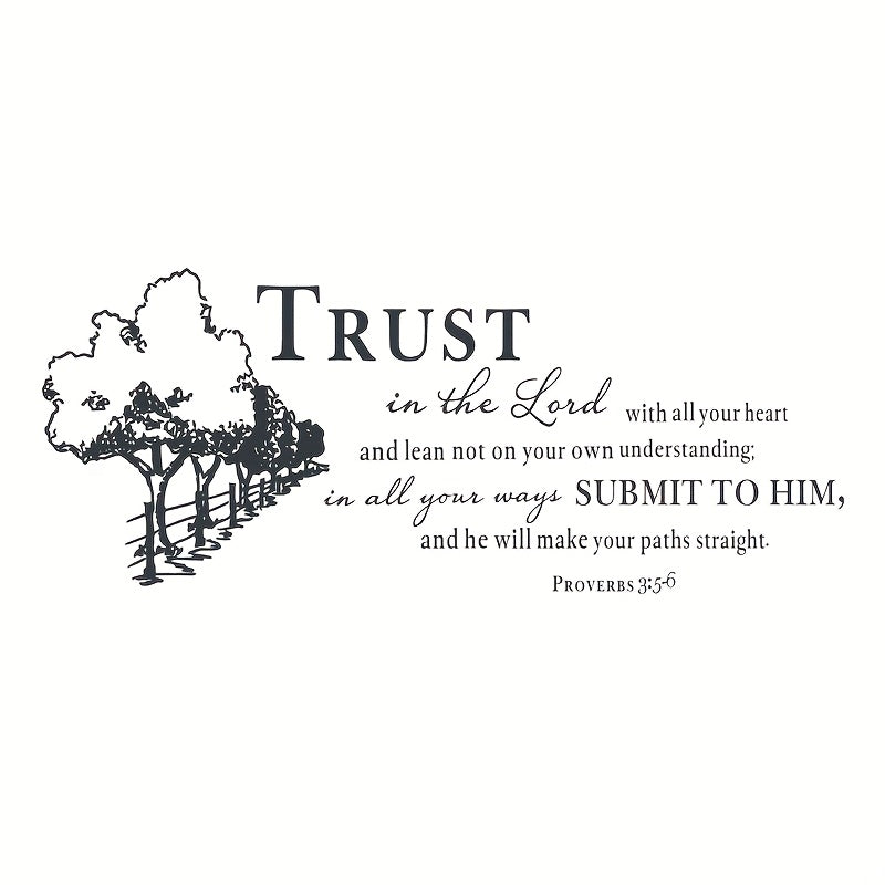 Proverbs 3:5-6 Wall Decal Quote Trust In The Lord Sticker Bible Verse Home Decor Christian Bedroom Living Room Decoration