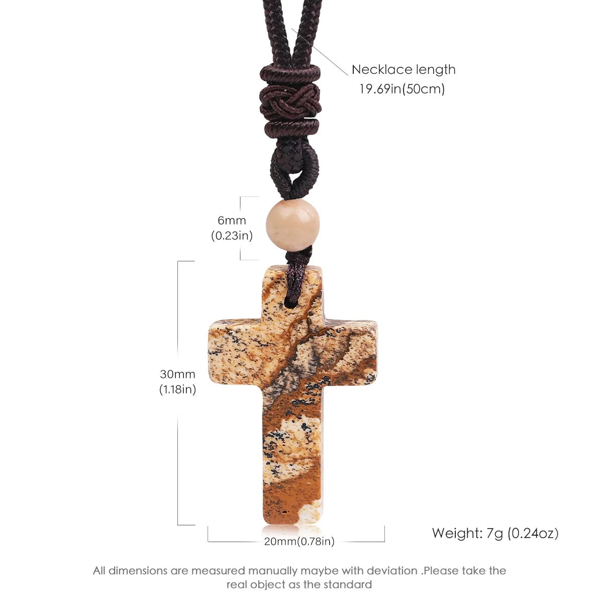 Cross-border Hot Sale Women's Religious Natural Stone Cross Necklace Multi-color Pendant Jewelry