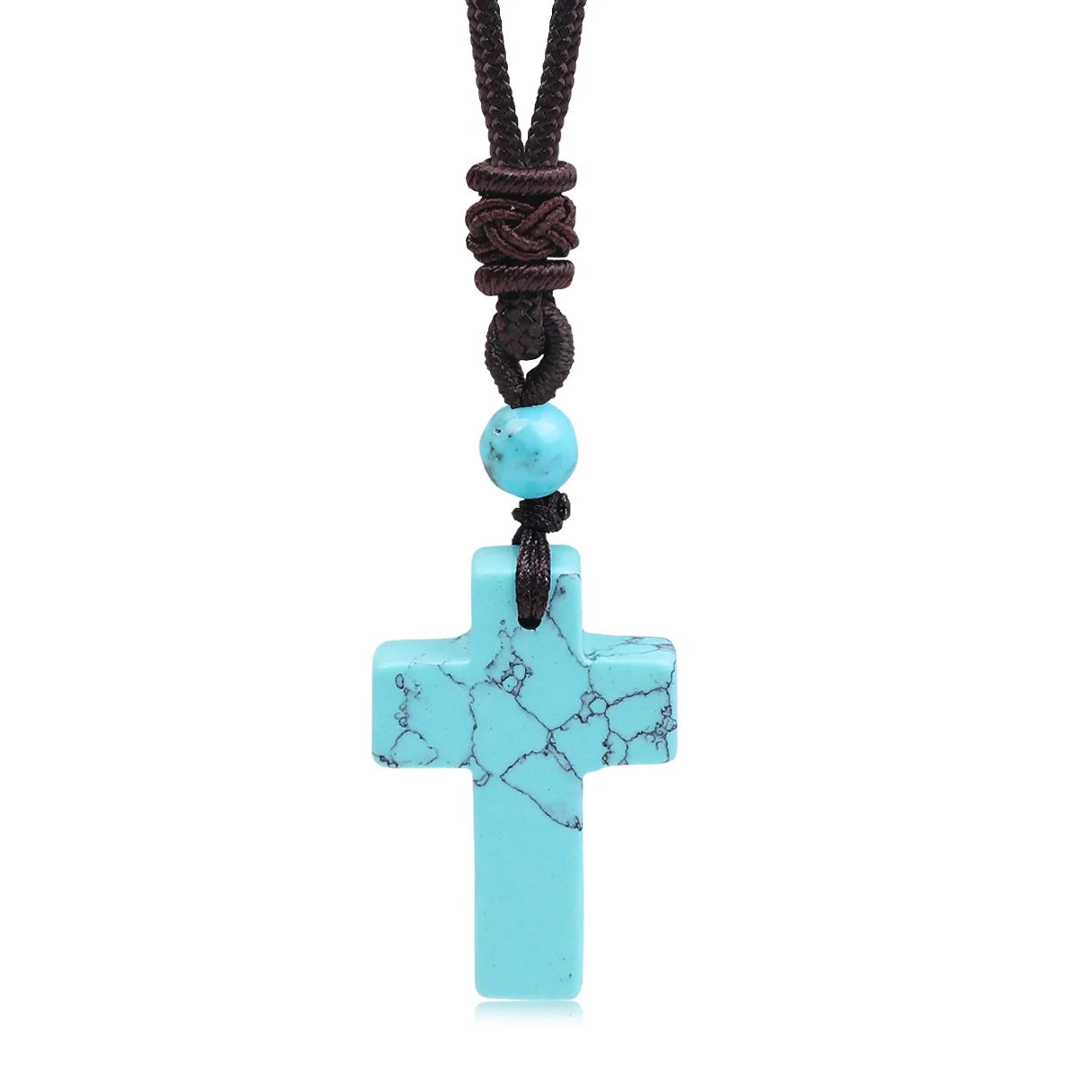 Cross-border Hot Sale Women's Religious Natural Stone Cross Necklace Multi-color Pendant Jewelry