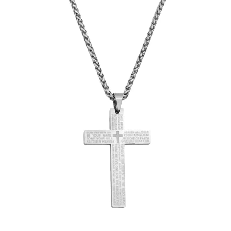 Minimalist Dainty  Plated Stainless Steel Christian Cross Necklace Trendy Religious Jesus Design Diamond Zircon Gift