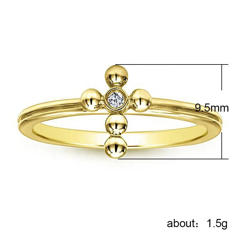 New Fashion 18k Gold Color Vintage Style Simple Cool Sideways Size 6,7,8,9,10 Cross Ring Gold