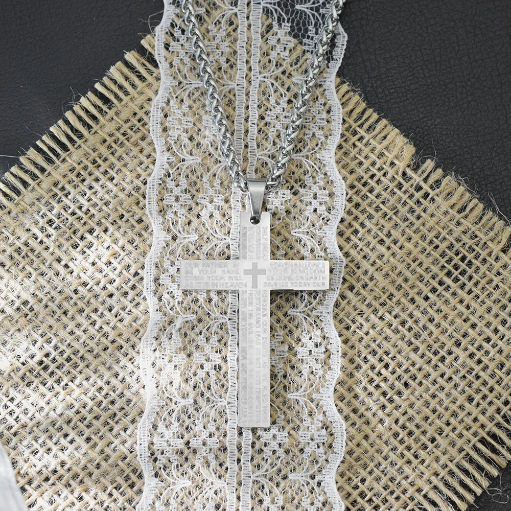 Minimalist Dainty  Plated Stainless Steel Christian Cross Necklace Trendy Religious Jesus Design Diamond Zircon Gift