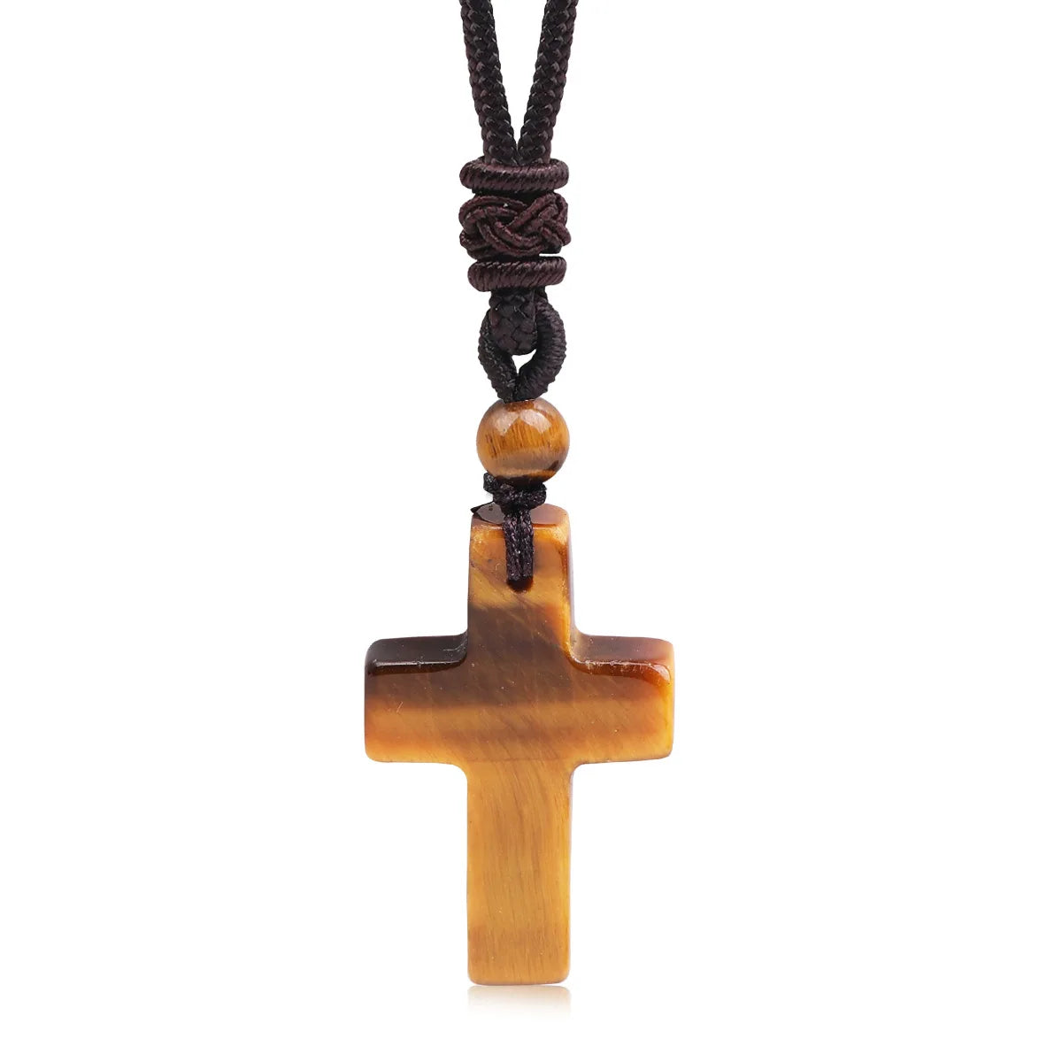 Cross-border Hot Sale Women's Religious Natural Stone Cross Necklace Multi-color Pendant Jewelry