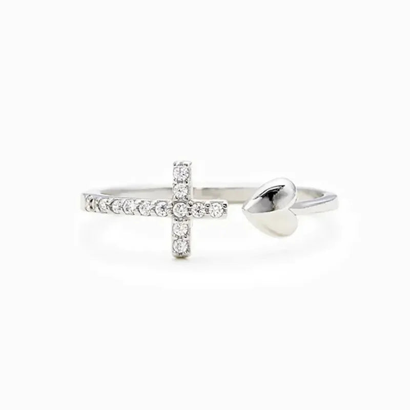 H376 Cross Ring Cubic Zirconia Micro Pave Christian Unisex Fashion Jewelry Gift