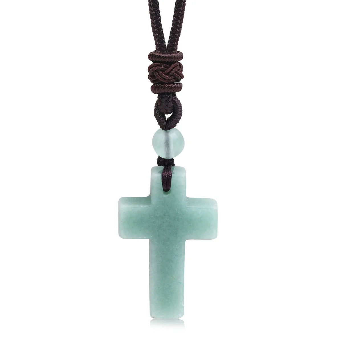 Cross-border Hot Sale Women's Religious Natural Stone Cross Necklace Multi-color Pendant Jewelry