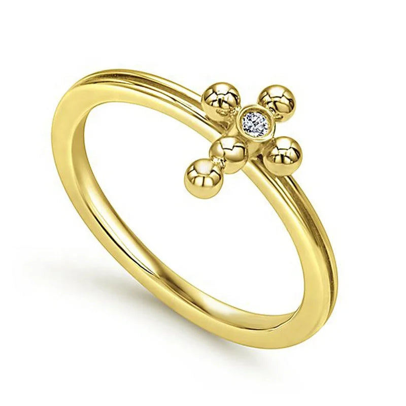 New Fashion 18k Gold Color Vintage Style Simple Cool Sideways Size 6,7,8,9,10 Cross Ring Gold