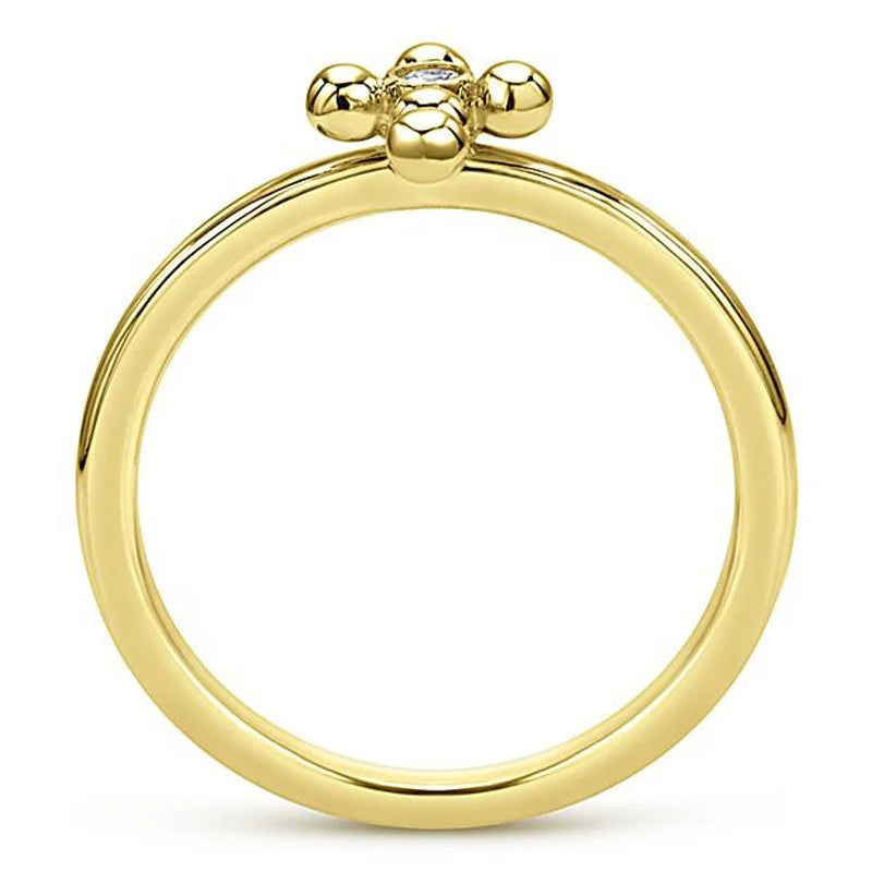 New Fashion 18k Gold Color Vintage Style Simple Cool Sideways Size 6,7,8,9,10 Cross Ring Gold
