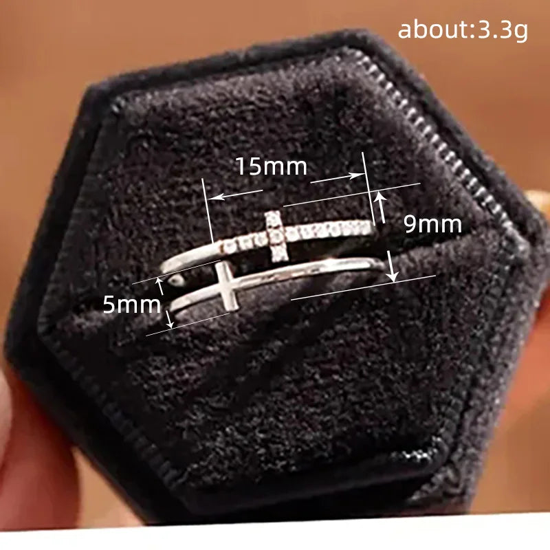 H503 Cross Rings Pave Setting Lab Created Cubic Zirconia Unisex Fashion Jewelry Gift