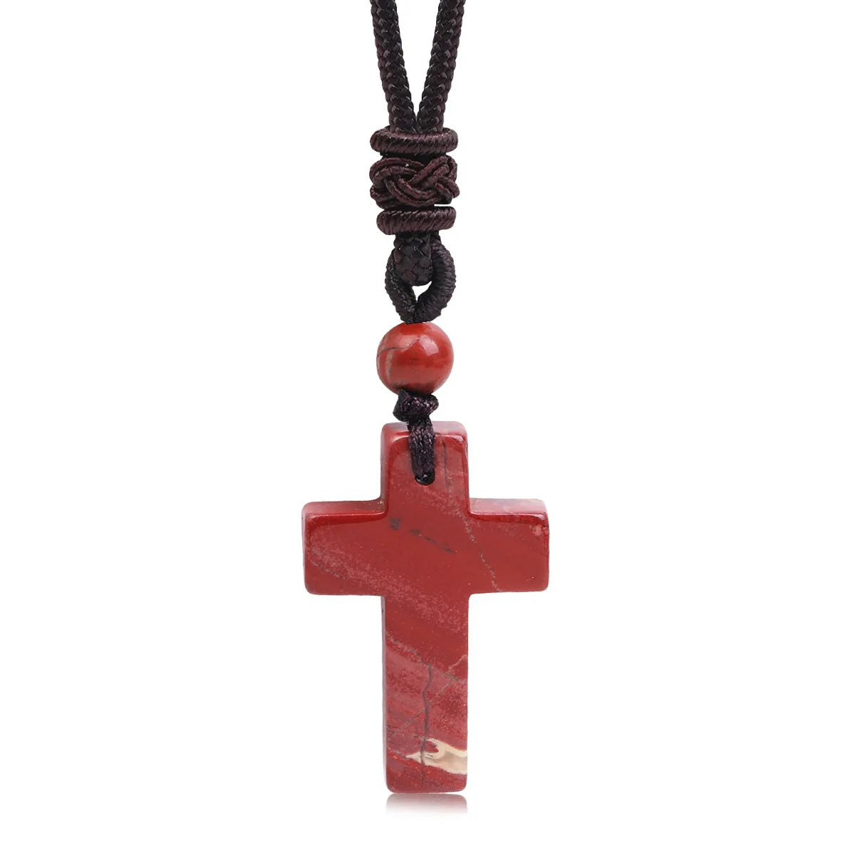 Cross-border Hot Sale Women's Religious Natural Stone Cross Necklace Multi-color Pendant Jewelry