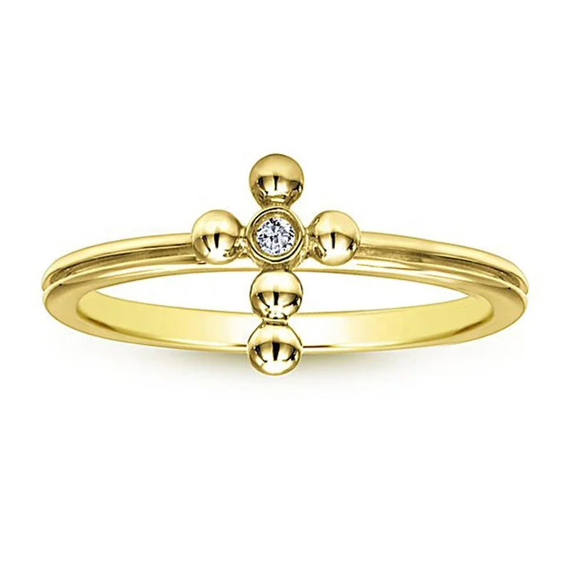 New Fashion 18k Gold Color Vintage Style Simple Cool Sideways Size 6,7,8,9,10 Cross Ring Gold