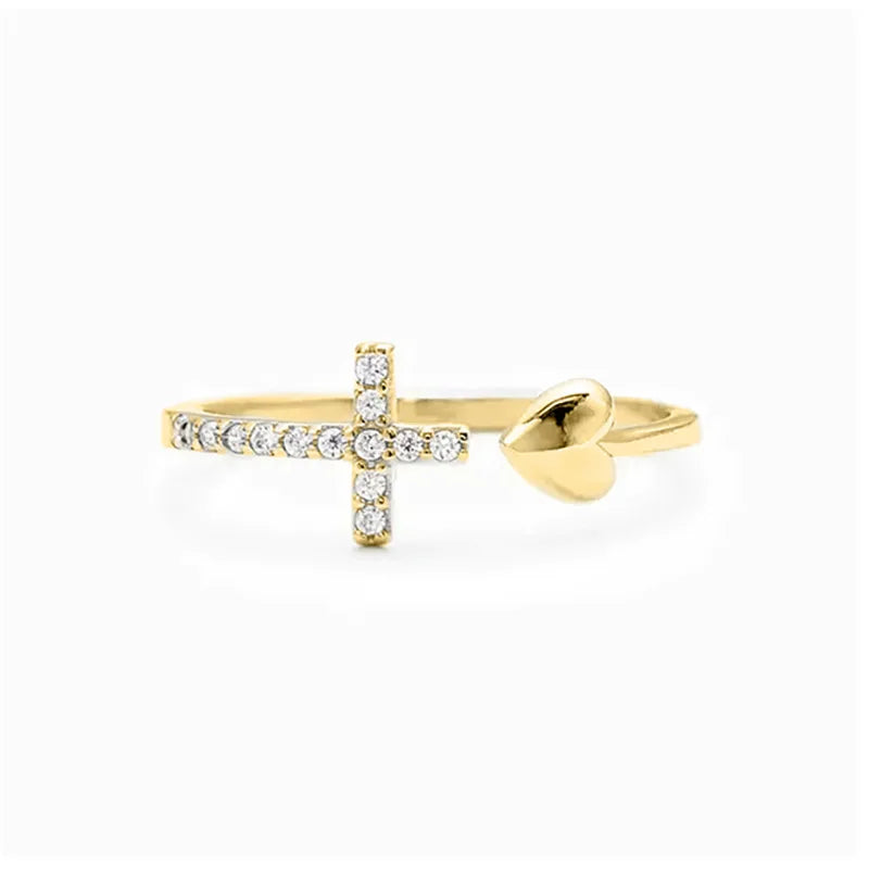 H376 Cross Ring Cubic Zirconia Micro Pave Christian Unisex Fashion Jewelry Gift