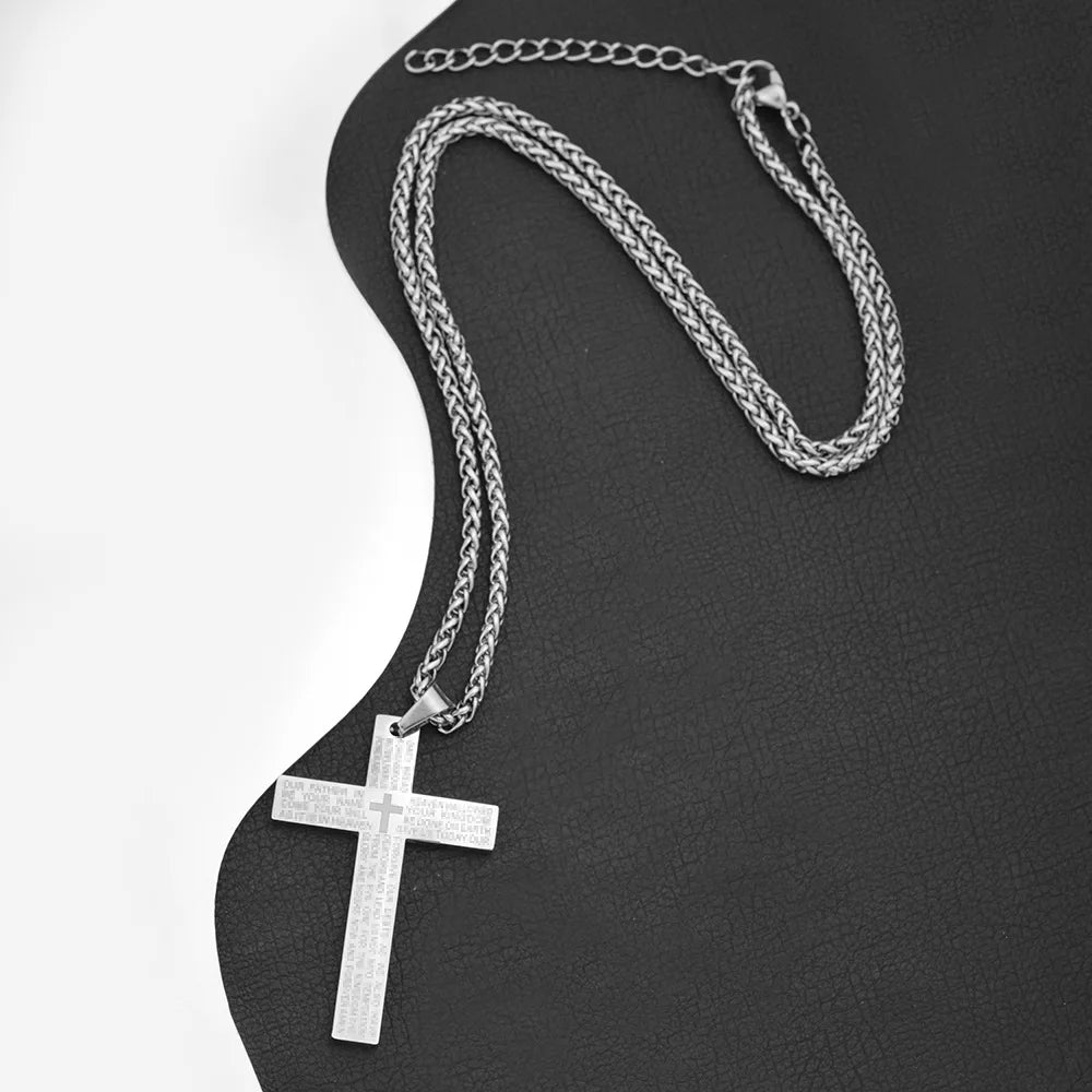Minimalist Dainty  Plated Stainless Steel Christian Cross Necklace Trendy Religious Jesus Design Diamond Zircon Gift