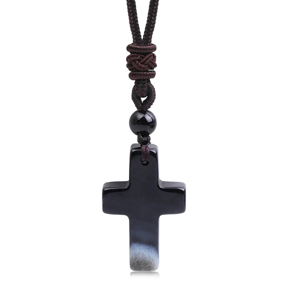Cross-border Hot Sale Women's Religious Natural Stone Cross Necklace Multi-color Pendant Jewelry