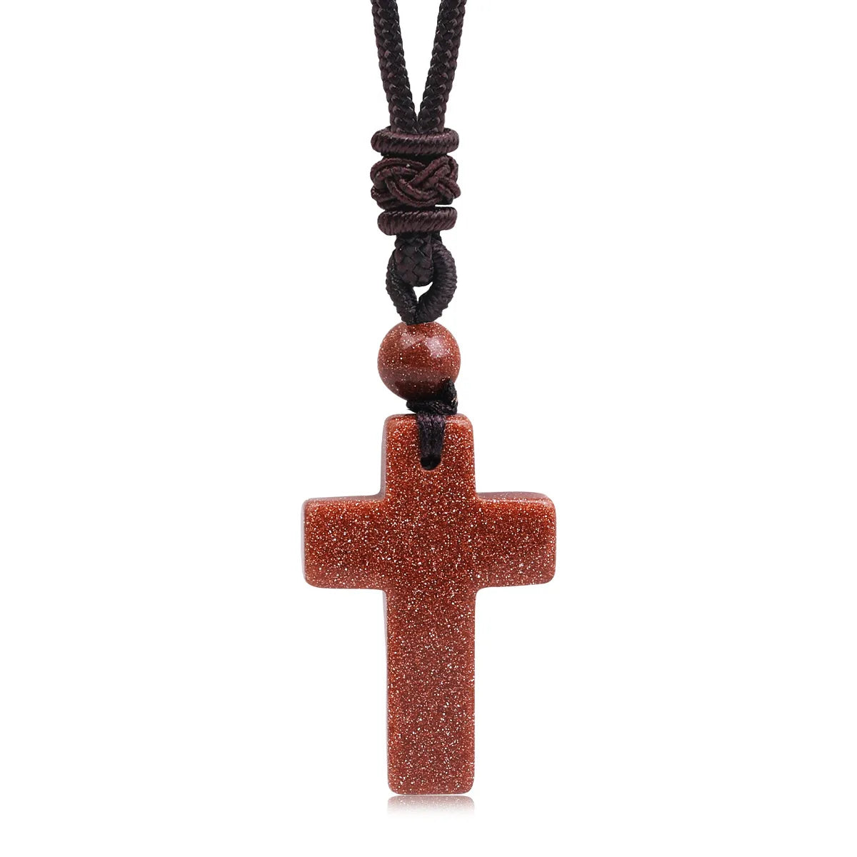 Cross-border Hot Sale Women's Religious Natural Stone Cross Necklace Multi-color Pendant Jewelry