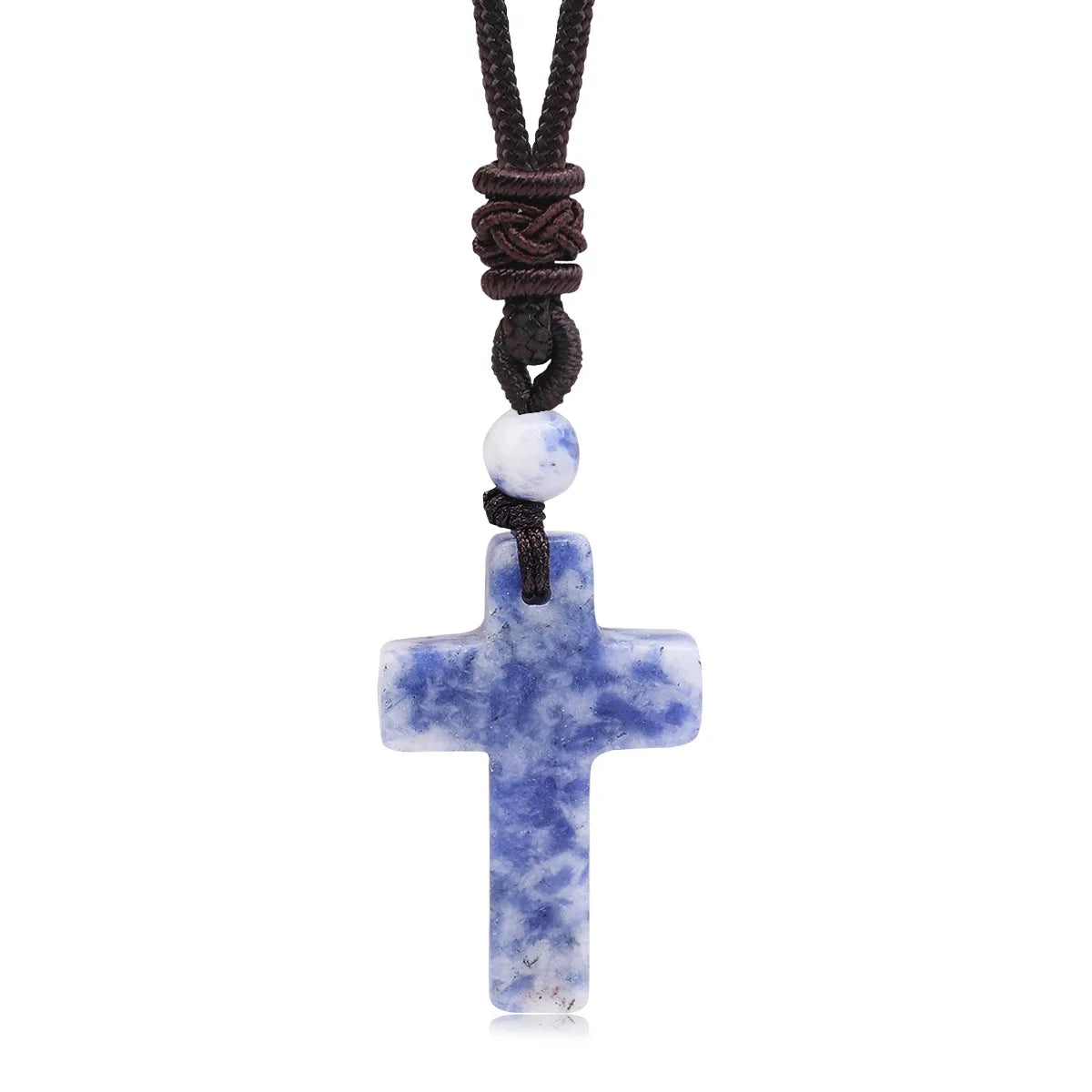 Cross-border Hot Sale Women's Religious Natural Stone Cross Necklace Multi-color Pendant Jewelry