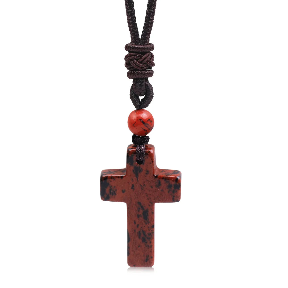 Cross-border Hot Sale Women's Religious Natural Stone Cross Necklace Multi-color Pendant Jewelry