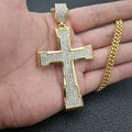 Hip Hop Men's Fully CZ Diamond Stainless Steel Cross Necklace Gold Plated Box Chain with Religious Style for Gift Engagement