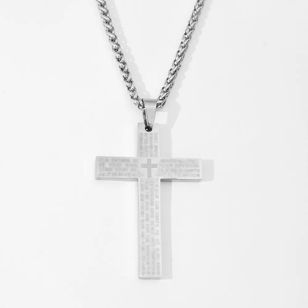 Minimalist Dainty  Plated Stainless Steel Christian Cross Necklace Trendy Religious Jesus Design Diamond Zircon Gift