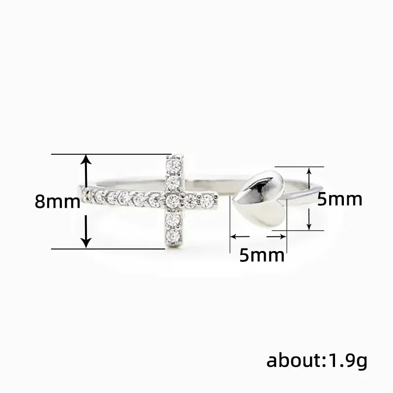 H376 Cross Ring Cubic Zirconia Micro Pave Christian Unisex Fashion Jewelry Gift