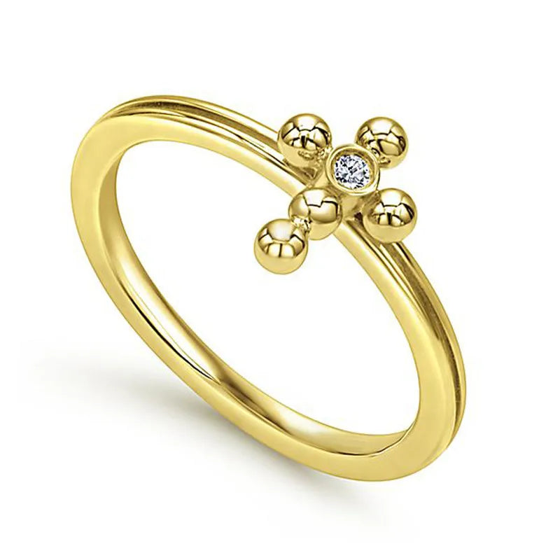 New Fashion 18k Gold Color Vintage Style Simple Cool Sideways Size 6,7,8,9,10 Cross Ring Gold