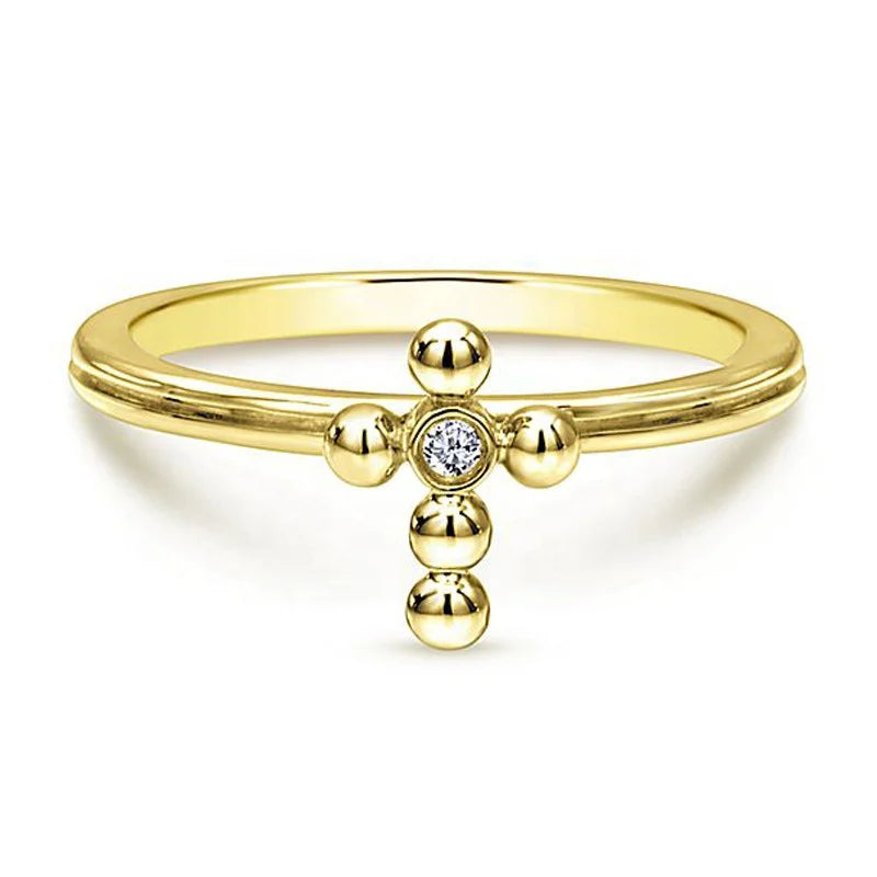 New Fashion 18k Gold Color Vintage Style Simple Cool Sideways Size 6,7,8,9,10 Cross Ring Gold