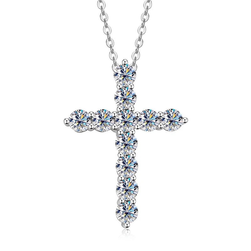 Luxury Sparkling Personalization Religious Jewelry Gifts 3.5mm D Color VVS1 Moissanite Cross Pendant Necklace