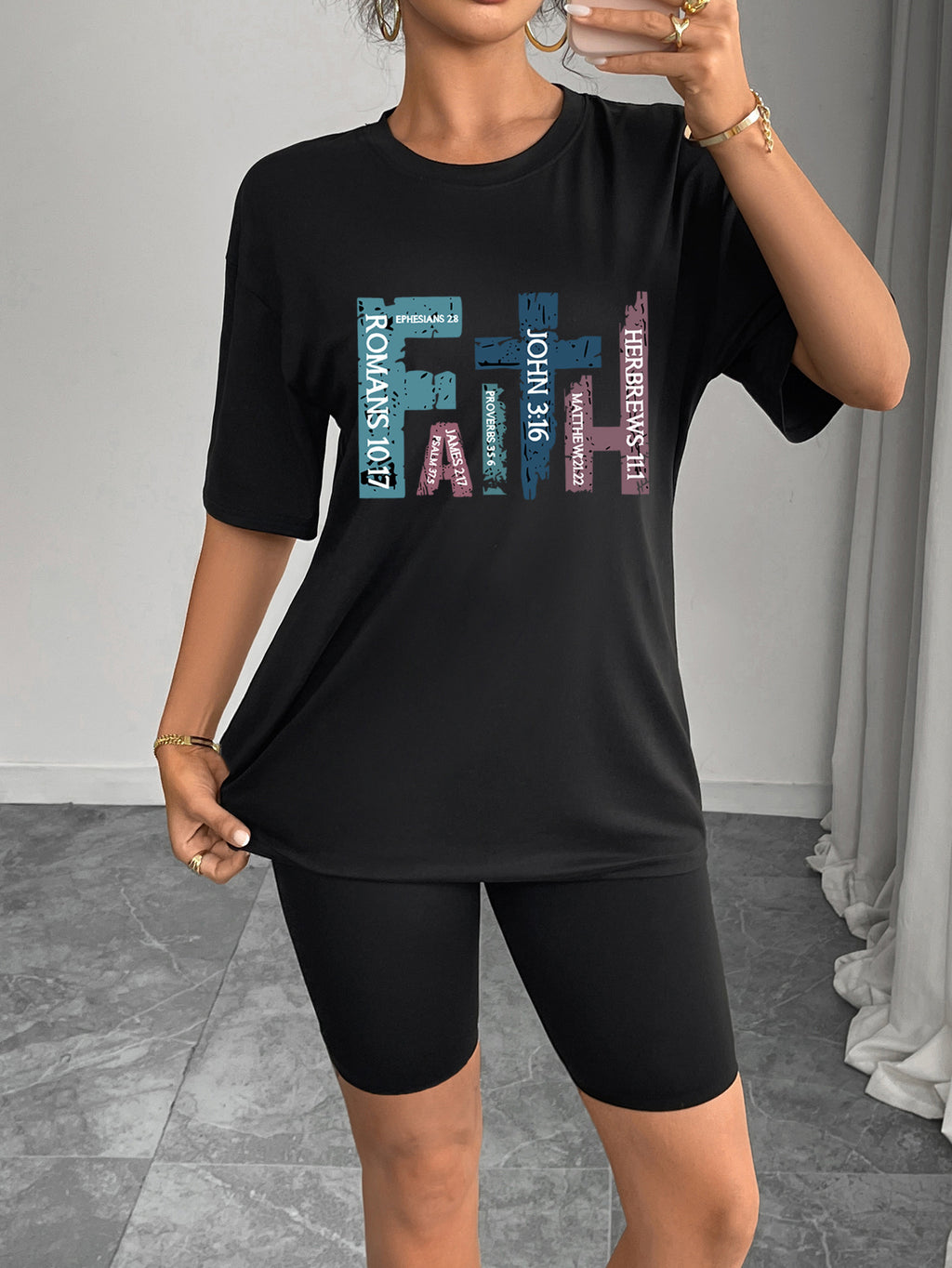 European and American Women's Casual Multi-Color Round Neck Short-Sleeved Simple Fashion Sports Tops Pure Color Loose Printed T-Shirts