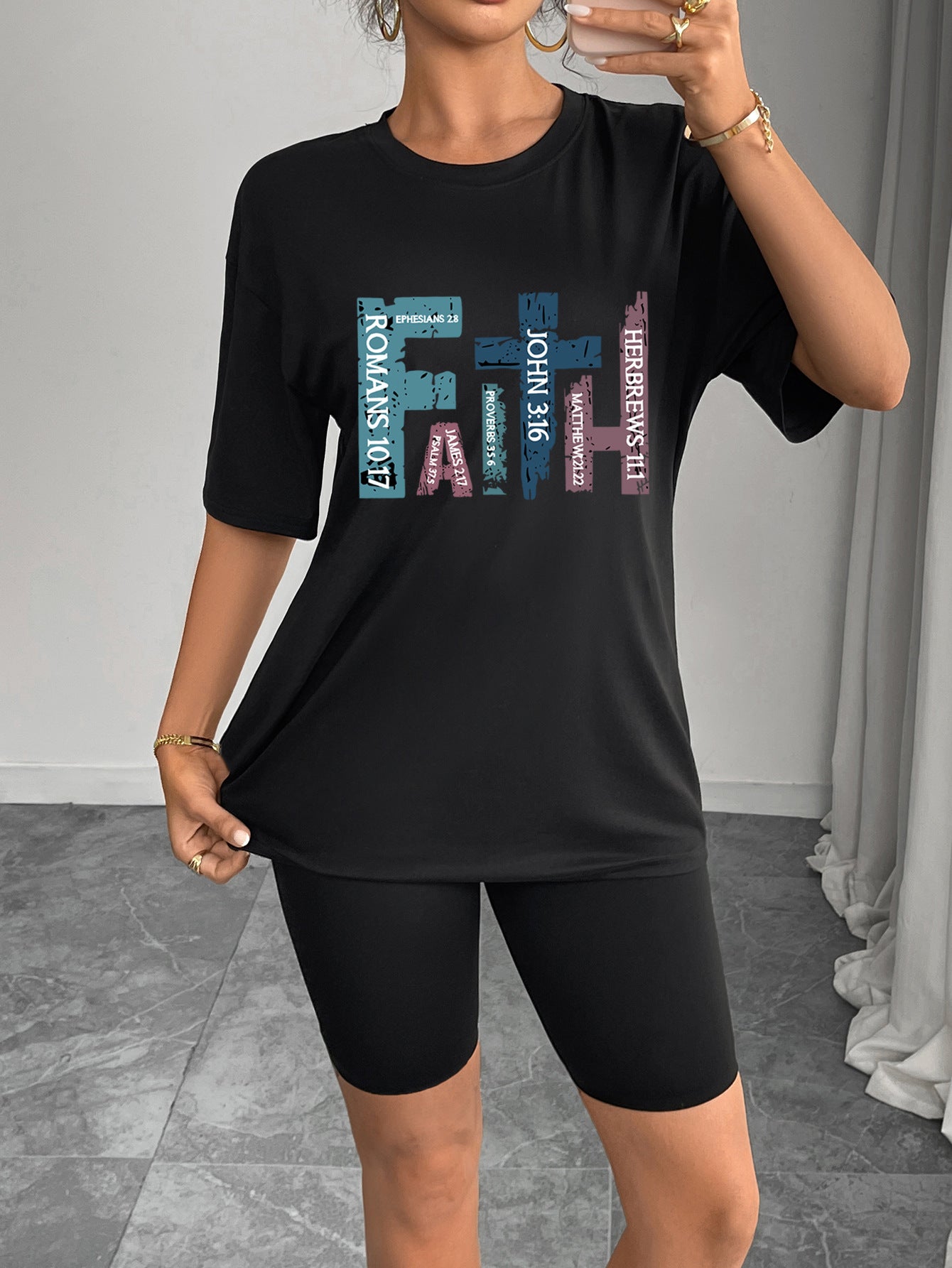European and American Women's Casual Multi-Color Round Neck Short-Sleeved Simple Fashion Sports Tops Pure Color Loose Printed T-Shirts