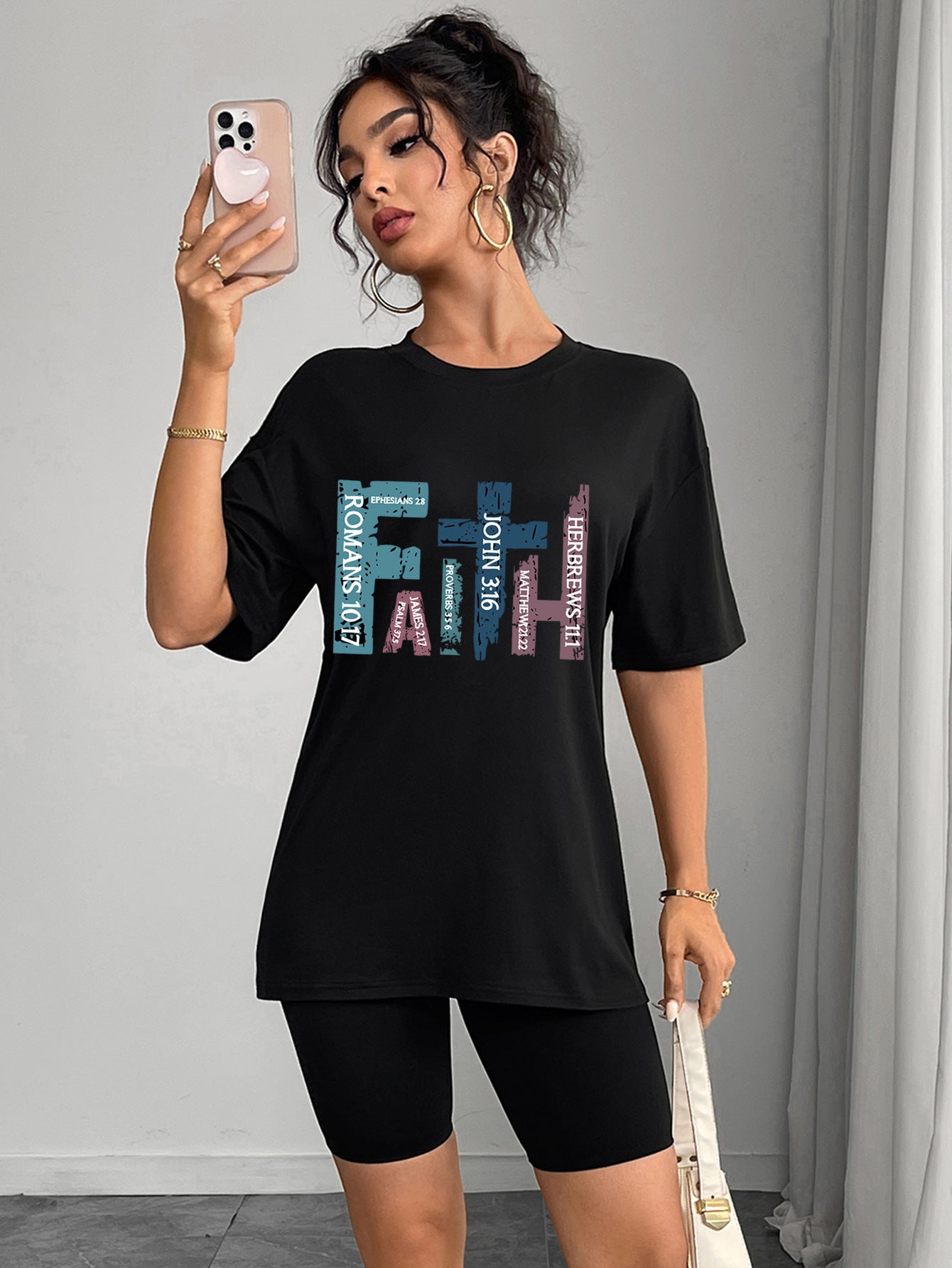 European and American Women's Casual Multi-Color Round Neck Short-Sleeved Simple Fashion Sports Tops Pure Color Loose Printed T-Shirts