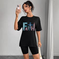 European and American Women's Casual Multi-Color Round Neck Short-Sleeved Simple Fashion Sports Tops Pure Color Loose Printed T-Shirts