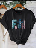 European and American Women's Casual Multi-Color Round Neck Short-Sleeved Simple Fashion Sports Tops Pure Color Loose Printed T-Shirts