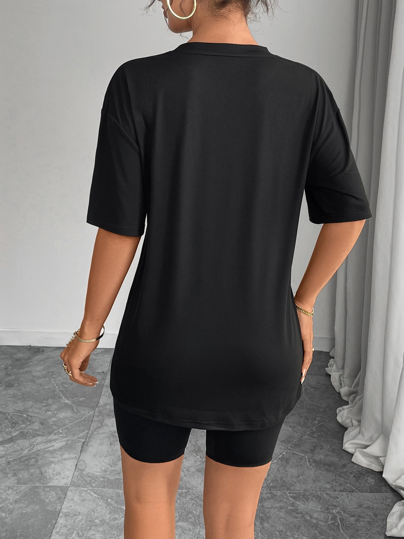European and American Women's Casual Multi-Color Round Neck Short-Sleeved Simple Fashion Sports Tops Pure Color Loose Printed T-Shirts
