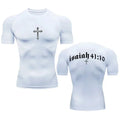 Bible Cross Jesus Christ Graphic Compression Tee Shirt Men Gym Workout Baselayers Rash Guard Athletic Quick Dry T-Shirt