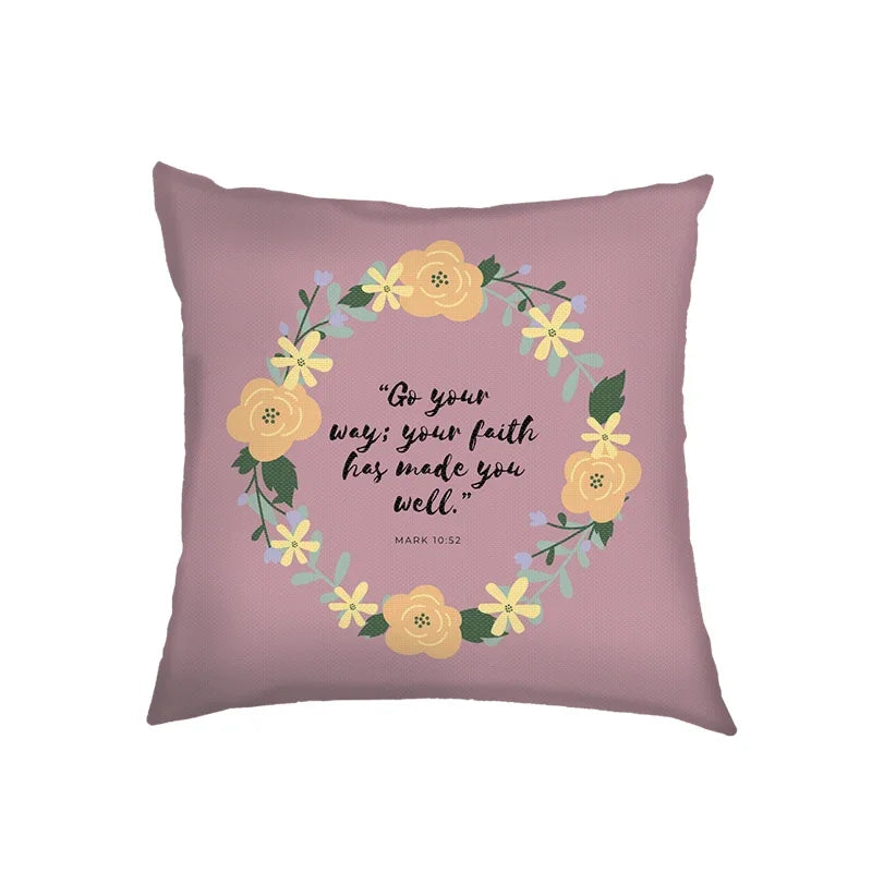 Flower Bible Verse Double-side Print Cushion Covers Christian Biblical Proverbs Pillowcase Home Decor Sofa Bedroom Pillow Cover